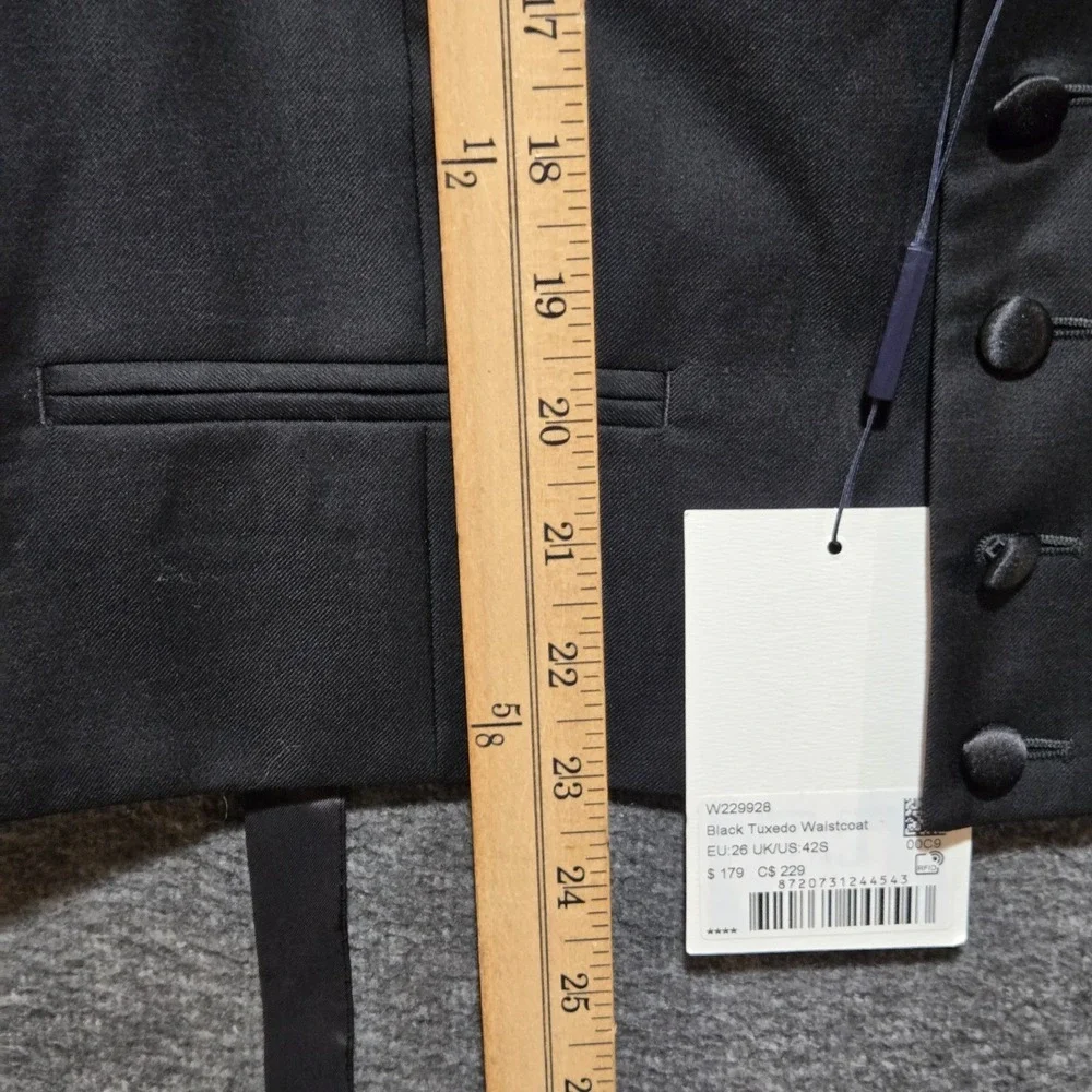 SuitSupply Black Tuxedo Waistcoat Vest 42S Pure Wool Vitale Barberis Canonico